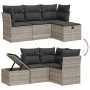 Set de sofás de jardín 4 pzas y cojines ratán sintético gris by , Garden sets - Ref: Foro24-3264378, Price: 285,71 €, Discoun...