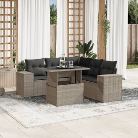 Set de sofás de jardín 6 pzas y cojines ratán sintético gris by , Garden sets - Ref: Foro24-3269162, Price: 473,57 €, Discoun...
