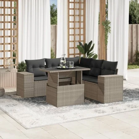 Set de sofás de jardín 6 pzas y cojines ratán sintético gris by , Garden sets - Ref: Foro24-3269162, Price: 492,13 €, Discoun...