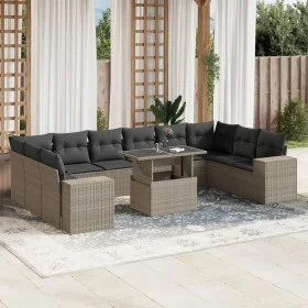 Gartensofa-Set 11-teilig mit grauen Kissen aus synthetischem Rattan von , Gartensets - Ref: Foro24-3269412, Preis: 869,66 €, ...