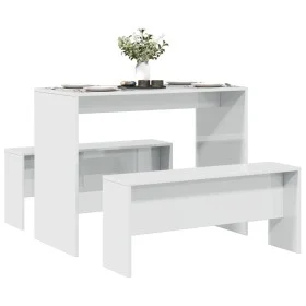 Mesa y bancos de comedor 3 pzas madera ingeniería blanco brillo by , Furniture sets for kitchens and dining rooms - Ref: Foro...