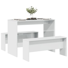 Mesa y bancos de comedor 3 pzas madera ingeniería blanco brillo by , Furniture sets for kitchens and dining rooms - Ref: Foro...