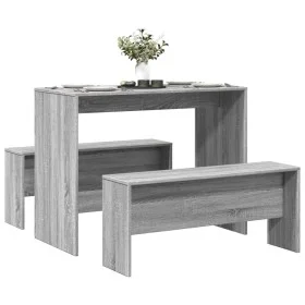 Mesa y bancos de comedor 3 piezas madera ingeniería gris Sonoma by , Furniture sets for kitchens and dining rooms - Ref: Foro...