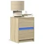 Mesita de noche con luces LED madera de ingeniería roble Sonoma by , Nightstands - Ref: Foro24-852037, Price: 50,28 €, Discou...