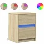 Mesita de noche con luces LED madera de ingeniería roble Sonoma by , Nightstands - Ref: Foro24-852037, Price: 50,28 €, Discou...