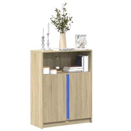 Sideboard mit LED-Beleuchtung aus Eichenholz in Sonoma-Optik 77x34x100 cm von , Sideboards - Ref: Foro24-852147, Preis: 79,75...