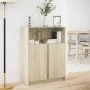 Aparador con LED madera de ingeniería roble Sonoma 77x34x100 cm de , Aparadores - Ref: Foro24-852147, Precio: 80,11 €, Descue...