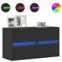 Muebles de TV de pared con luces LED 2 uds negro 41x31x45 cm by , TV Furniture - Ref: Foro24-852274, Price: 109,44 €, Discoun...