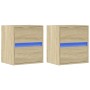 Muebles de TV de pared luces LED 2 uds roble Sonoma 41x31x45 cm de , Muebles TV - Ref: Foro24-852276, Precio: 96,34 €, Descue...
