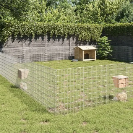 Recinto corral animales 48 paneles hierro galvanizado 54x80 cm by , Cages and habitats for small animals - Ref: Foro24-332134...