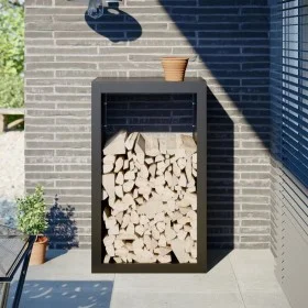 Leñero de acero negro 60x40x100 cm by , Firewood bags and holders - Ref: Foro24-850989, Price: 119,05 €, Discount: %