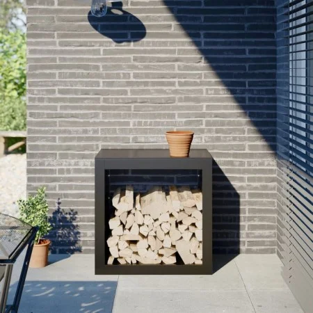 Leñero de acero negro 60x40x60 cm by , Firewood bags and holders - Ref: Foro24-851003, Price: 105,26 €, Discount: %