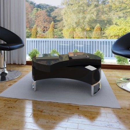 Moderner und verstellbarer schwarz glänzender Couchtisch von vidaXL, Couchtisch - Ref: Foro24-240425, Preis: 342,42 €, Rabatt: %