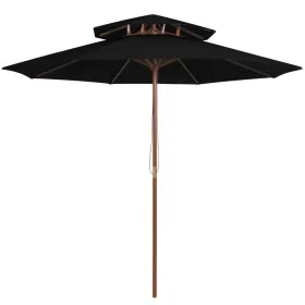 Two-story black wooden pole umbrella 270 cm by vidaXL, Umbrellas - Ref: Foro24-313766, Price: 80,10 €, Discount: %