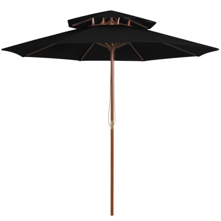 Sombrilla de dos pisos palo de madera negra 270 cm de vidaXL, Sombrillas - Ref: Foro24-313766, Precio: 81,58 €, Descuento: %