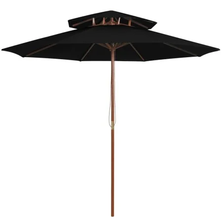 Zweistöckiger schwarzer Stockschirm aus Holz, 270 cm von vidaXL, Sonnenschirme - Ref: Foro24-313766, Preis: 80,10 €, Rabatt: %