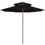 Sombrilla de dos pisos palo de madera negra 270 cm de vidaXL, Sombrillas - Ref: Foro24-313766, Precio: 79,97 €, Descuento: %