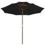 Sombrilla de dos pisos palo de madera negra 270 cm de vidaXL, Sombrillas - Ref: Foro24-313766, Precio: 79,97 €, Descuento: %