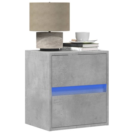 Mesitas de noche de pared con luces LED 2 uds gris hormigón by , Nightstands - Ref: Foro24-3307968, Price: 93,48 €, Discount: %