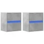 Mesitas de noche de pared con luces LED 2 uds gris hormigón by , Nightstands - Ref: Foro24-3307968, Price: 89,07 €, Discount: %