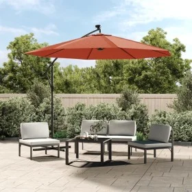 Cantilever umbrella with LED lights and terracotta steel pole by vidaXL, Umbrellas - Ref: Foro24-313781, Price: 170,57 €, Dis...