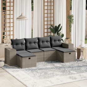 Garden sofa set 6 pieces and gray synthetic rattan cushions by , Garden sets - Ref: Foro24-3264478, Price: 384,18 €, Discount: %