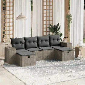 Garden sofa set 6 pieces and gray synthetic rattan cushions by , Garden sets - Ref: Foro24-3264478, Price: 392,92 €, Discount: %