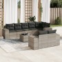 Set muebles jardín 9 pzas y cojines ratán sintético gris claro de , Conjuntos de jardín - Ref: Foro24-3222831, Precio: 667,45 €