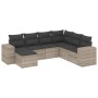 Set de sofás de jardín 7 pzas con cojines ratán PE gris claro de , Conjuntos de jardín - Ref: Foro24-3222901, Precio: 485,60 €