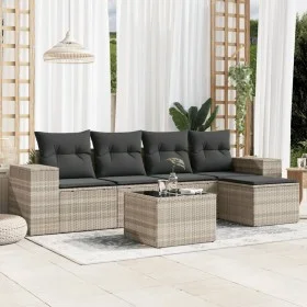 Garden sofa set 6 pieces and gray synthetic rattan cushions by , Modular outdoor sofas - Ref: Foro24-3222501, Price: 396,42 €...
