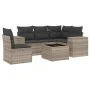 Garden sofa set 6 pieces and gray synthetic rattan cushions by , Garden sets - Ref: Foro24-3222581, Price: 431,68 €, Discount: %