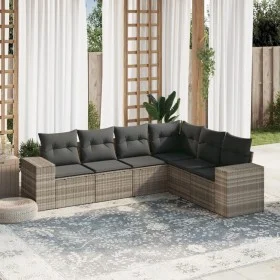 Garden sofa set 6 pieces and gray synthetic rattan cushions by , Garden sets - Ref: Foro24-3222611, Price: 440,83 €, Discount: %