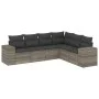 Gartensofagarnitur 6-teilig mit grauen Polstern aus synthetischem Rattan von , Gartensets - Ref: Foro24-3222611, Preis: 440,4...