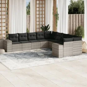 Set of 10-piece garden sofas with light gray synthetic rattan cushions by , Garden sets - Ref: Foro24-3223111, Price: 703,82 ...