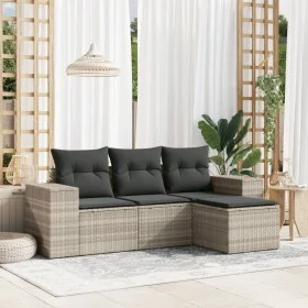 Garden sofa set 4 pieces with gray synthetic rattan cushions by , Modular outdoor sofas - Ref: Foro24-3222471, Price: 285,03 ...