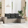 Garden sofa set 4 pieces with gray synthetic rattan cushions by , Modular outdoor sofas - Ref: Foro24-3222471, Price: 279,36 ...