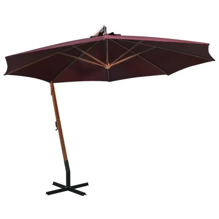 Hanging umbrella with burgundy red fir wood pole 3.5x2.9 m by vidaXL, Umbrellas - Ref: Foro24-313770, Price: 165,62 €, Discou...