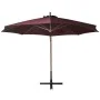 Hanging umbrella with burgundy red fir wood pole 3.5x2.9 m by vidaXL, Umbrellas - Ref: Foro24-313770, Price: 165,62 €, Discou...