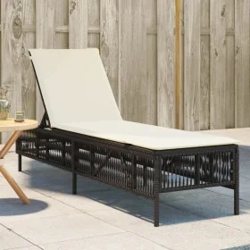 Tumbona con cojín ratán sintético marrón by , Loungers - Ref: Foro24-4002738, Price: 143,24 €, Discount: %