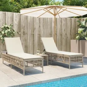 Liegestühle mit Tisch, 2 Stück, aus synthetischem Rattan in Beige. von , Liegen - Ref: Foro24-4002750, Preis: 288,81 €, Rabat...