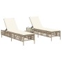 Tumbonas con mesita 2 unidades ratán sintético beige by , Loungers - Ref: Foro24-4002750, Price: 282,32 €, Discount: %