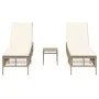 Liegestühle mit Tisch, 2 Stück, aus synthetischem Rattan in Beige. von , Liegen - Ref: Foro24-4002750, Preis: 288,81 €, Rabat...