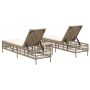 Liegestühle mit Tisch, 2 Stück, aus synthetischem Rattan in Beige. von , Liegen - Ref: Foro24-4002750, Preis: 282,32 €, Rabat...