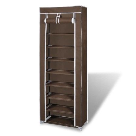 Fabric shoe rack with brown cover 57x29x162 cm by vidaXL, Shoe racks and shoe organizers - Ref: Foro24-240492, Price: 32,14 €...