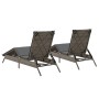 Tumbonas con cojines 2 unidades ratán sintético gris by , Loungers - Ref: Foro24-3261580, Price: 285,34 €, Discount: %