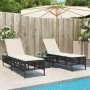 Liegestühle mit Kissen, 2 Stück, aus schwarzem synthetischem Rattan. von , Liegen - Ref: Foro24-3261596, Preis: 284,43 €, Rab...
