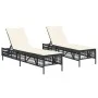 Liegestühle mit Kissen, 2 Stück, aus schwarzem synthetischem Rattan. von , Liegen - Ref: Foro24-3261596, Preis: 284,43 €, Rab...