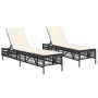 Liegestühle mit Kissen, 2 Stück, aus schwarzem synthetischem Rattan. von , Liegen - Ref: Foro24-3261596, Preis: 290,00 €, Rab...