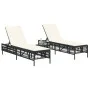 Tumbonas con cojines 2 unidades ratán sintético negro by , Loungers - Ref: Foro24-3261596, Price: 284,43 €, Discount: %