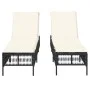 Liegestühle mit Kissen, 2 Stück, aus schwarzem synthetischem Rattan. von , Liegen - Ref: Foro24-3261596, Preis: 284,43 €, Rab...